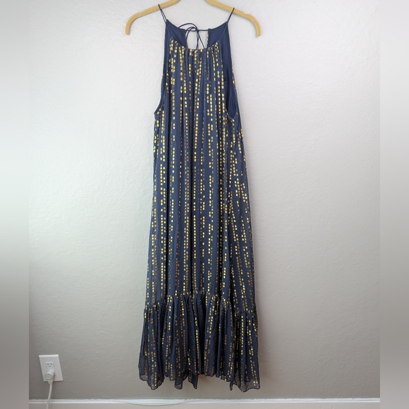 Tibi Metallic Gold Fil Coupe Maxi Dress 6 - Picture 5 of 8